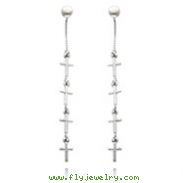 14K White Gold Multi Cross Dangle Earrings