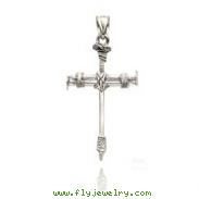 14K White Gold Nail Cross Pendant