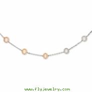 14K White Gold Natural Color Cultured Pearl Necklace chain