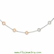 14K White Gold Natural Color Cultured Pearl Necklace chain