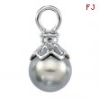 14K White Gold Near Round Tahitian Pearl Pendant