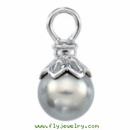 14K White Gold Near Round Tahitian Pearl Pendant