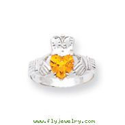 14K White Gold November Birthstone Claddagh Ring