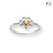 14K White Gold November Citrine Birthstone Heart Ring