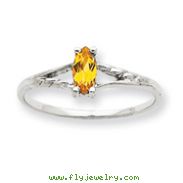 14K White Gold November Citrine Birthstone Ring