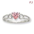 14K White Gold October Pink Tourmaline Birthstone Ring