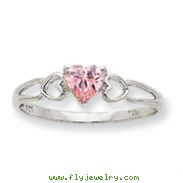 14K White Gold October Pink Tourmaline Birthstone Ring