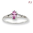 14K White Gold October Pink Tourmaline Birthstone Ring