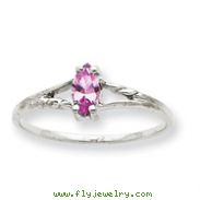 14K White Gold October Pink Tourmaline Birthstone Ring