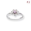 14K White Gold October Tourmaline Birthstone Heart Ring