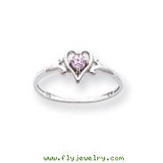 14K White Gold October Tourmaline Birthstone Heart Ring