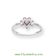 14K White Gold October Tourmaline Birthstone Heart Ring