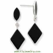 14k White Gold Onyx Dangle Post Earrings