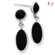 14k White Gold Onyx Oval Dangle Post Earrings