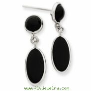 14k White Gold Onyx Oval Dangle Post Earrings