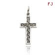 14K White Gold Open Circle Design Cross Charm