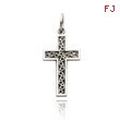 14K White Gold Open Circle Design Cross Charm