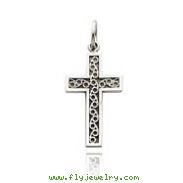 14K White Gold Open Circle Design Cross Charm