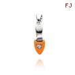 14K White Gold Orange Enameled Slipper Pendant