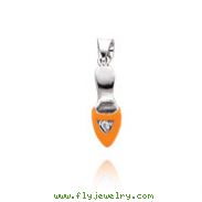 14K White Gold Orange Enameled Slipper Pendant