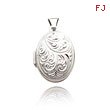 14K White Gold Oval-Shaped Domed Locket