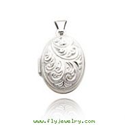 14K White Gold Oval-Shaped Domed Locket