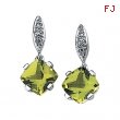 14K White Gold Pair 06.00x06.00 Genuine Peridot And Diamond Earring