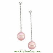 14K White Gold Pair 09.00- Pink Freshwater Cultured Circle Pearl Earrings