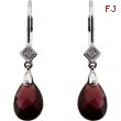 14K White Gold Pair 10x7 Genuine Brazilian Garnet And Diamond Earring