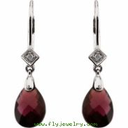 14K White Gold Pair 10x7 Genuine Brazilian Garnet And Diamond Earring
