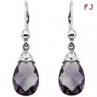 14K White Gold Pair 12x8 Genuine Amethyst Earring