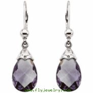 14K White Gold Pair 12x8 Genuine Amethyst Earring