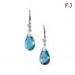 14K White Gold Pair 12x8 Genuine Swiss Blue Topaz Earring