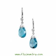 14K White Gold Pair 12x8 Genuine Swiss Blue Topaz Earring