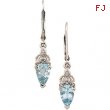 14K White Gold Pair 8x5 Genuine Aquamarine And Diamond Earring