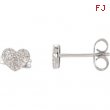 14K White Gold Pair Diamond Heart Earrings