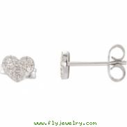 14K White Gold Pair Diamond Heart Earrings