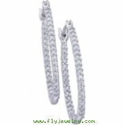 14K White Gold Pair Diamond Hoop Earrings