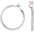 14K White Gold Pair Diamond Inside Outside Hoop Earrings