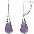 14K White Gold Pair Genuine Amethyst Briolette Earrings