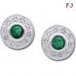 14K White Gold Pair Genuine Emerald And Diamond Earring