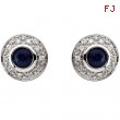 14K White Gold Pair Genuine Sapphire And Diamond Earring