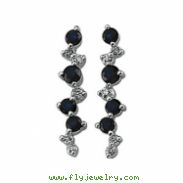 14K White Gold Pair Genuine Sapphireand Diamond Earring