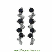 14K White Gold Pair Genuine Sapphireand Diamond Earring