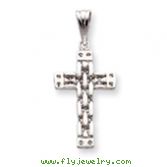 14K White Gold Panther Style Cross Pendant