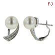 14K White Gold Pearl & Diamond Earrings