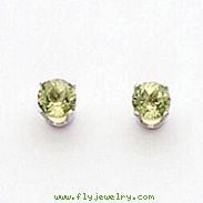 14K White Gold Peridot Stud Earrings