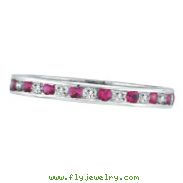 14K White Gold Pink Sapphire & .50ct Diamond Channel Set Eternity Band