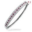 14K White Gold Pink Sapphire & Diamond Square Designs Bangle Bracelet