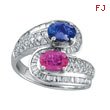 14K White Gold Pink Sapphire & Tanzanite & 1.0ct Diamond Ring SI1-SI2 G-H